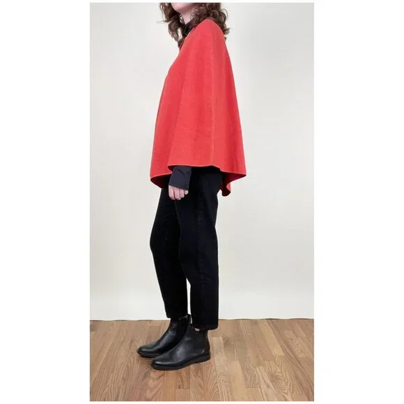 Vintage Wool Knit Cape Poncho Sweater Coat Shawl Jacket Fall Winter Scandi Girl - Picture 3 of 9